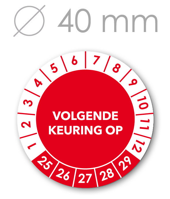 Volgende Keuring tot 5 jaargangen 40 mm ROOD